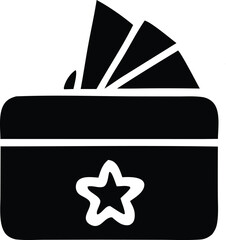 Poster - Black and silver vector illustration set icons design a star symbol on a black and white card with a gift and flag