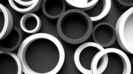 Poster - Abstract background with interlocking white and gray rings creates a modern and sophisticated visual texture featuring three dimensional depth