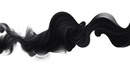 Poster - abstract black fluid art with white background generative art elegant dark swirls curves creative de