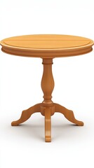 Aufkleber - Elegant Round Wooden Table with Pedestal Base on White Background for Interior Design Projects