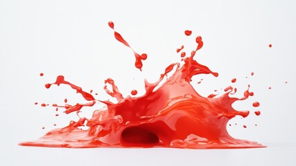 Poster - Vibrant red watercolor splash on clean white backdrop, dynamic artistic expression, perfect for creative projects and designs