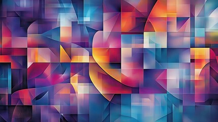 Poster - A vibrant abstract background featuring colorful cubes and geometric patterns, with shades of blue and purple, creating a modern and artistic design