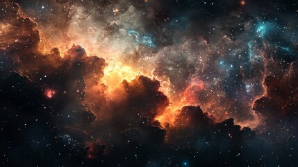 Wall Mural - A colorful nebula in space with stars and gas clouds
