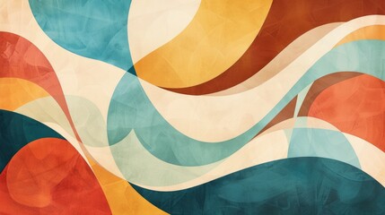 Poster - Grunge abstract background with overlapping colorful shapes and textures. Background image of vibrant color wave and abstract art of geometric shape overlapping together with vintage effect. AIG51.