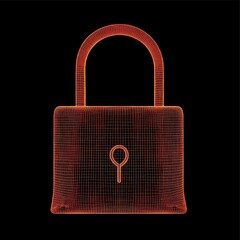 Poster - Glowing Orange Padlock on Black Background Security and Protection Digital Illustration