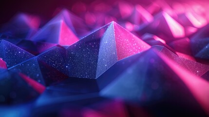 Fototapete - Abstract purple and pink bokeh with geometric shapes. Background image of geometric shape texture reflecting pink and purple. Digital background for technology design and print. Technology. AIG51.