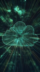 Fototapete - Digital Cloud Technology Innovation with Data Stream and Network Connection Concept Art