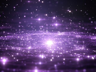 Fototapete - Abstract Purple Network with Glowing Dots and Lines for Technology and Science Concepts