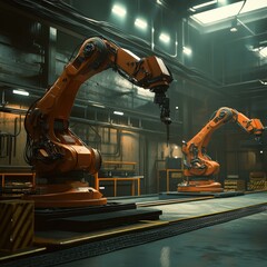 Poster - Industrial Robots in a Modern Factory Setting with Advanced Automation Technology