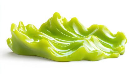 Poster - Vibrant lime green wave abstract design, zesty and bright, isolated on a white backdrop