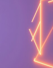 Poster - mystical geometric figure with neon lights on the right side of the image, soft lavender tones, and clear copy space on the left side.