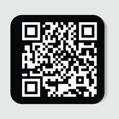 modern rounded black and white qr code icon for secure digital scanning, smart device usage, online 