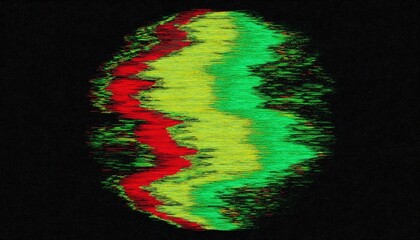 Poster - glitch abstract waveform in rasta colors red yellow green on black background vibrant digital art for web design, posters, branding, or tech visuals

