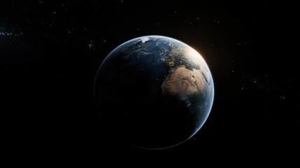 Wall Mural - A night image of Earth from space, with the galaxy glow highlighting the planet beauty