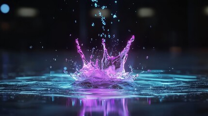 Poster - Vibrant purple splash of liquid creating stunning visual impact against a plain background surface