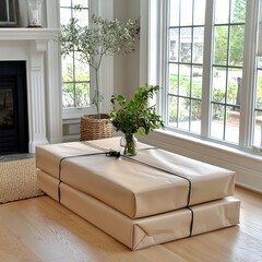 Poster - Cozy living room featuring a warm fireplace and comfortable couch inviting relaxation and comfort