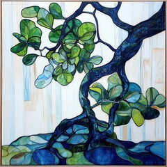 Poster - Artistic painting of a tree capturing the beauty of nature with vivid colors and unique style