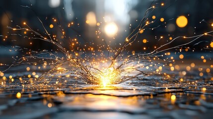 Poster - Captivating fire with sparks erupting from flames creating a warm and inviting atmosphere