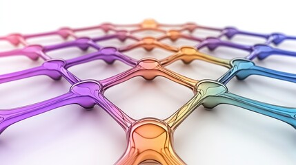 Poster - Vibrant rainbow colored molecule with distinctive atoms and bonds representing scientific concepts