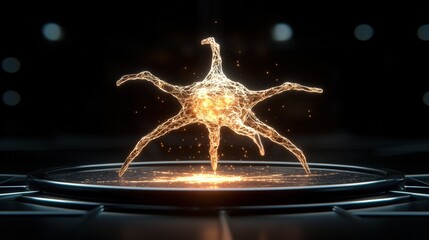 Poster - Artistic presentation of a fire horse sculpture elegantly arranged on a decorative plate display