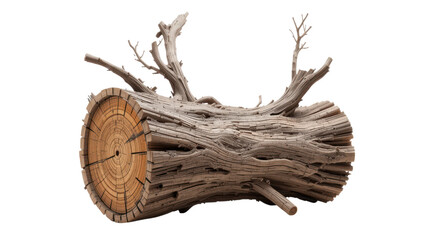 Wall Mural - tree stump with a visible circular cut and prominent root structure. isolated on tranpsarent png