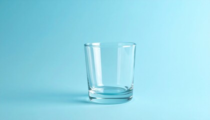 Poster - Clear glass tumbler on soft blue background product photography simple aesthetic minimalist design