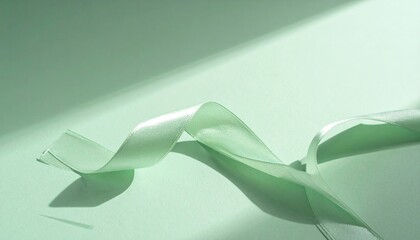 Poster - dynamic green ribbon movement minimalist studio abstract photography soft lighting artistic concept