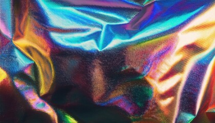 Aufkleber - iridescent holographic fabric texture with vibrant rainbow folds for digital design, web background, branding visuals, and abstract print graphics

