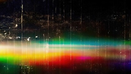 Aufkleber - vibrant abstract glitch texture with rainbow light streaks on grunge background for web design, digital art, print media, and branding graphics

