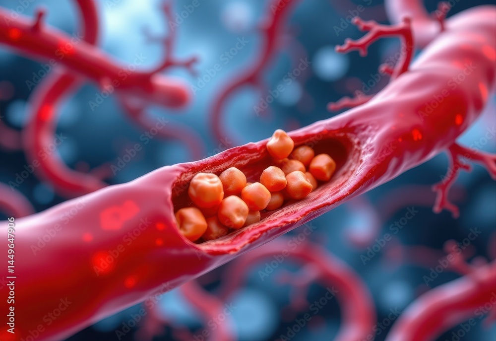 Стокова ілюстрація 3d rendering of triglycerides in blood vessels ...