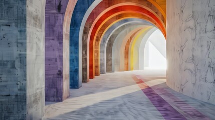 Poster - The design creates a visually appealing, repetitive motif that resembles a series of rainbows, giving a sense of rhythm and movement