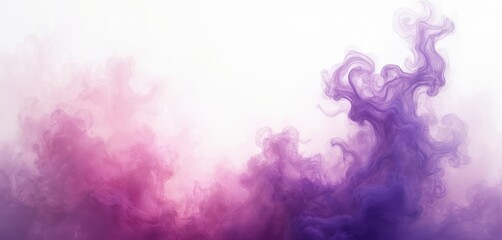 Aufkleber - Abstract background design featuring swirling purple smoke. Isolated white backdrop with fluid shapes, waves, motion and energy. Modern digital art. Perfect for presentations or creative projects.