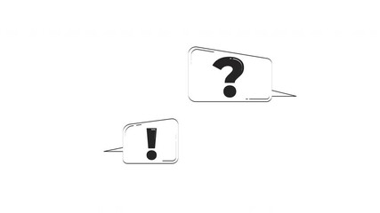 Poster - Question and exclamation speech bubbles outline hand drawn 2D object animation. FAQ popups. Virtual help. Alert and query dialogs animated element handdrawn isolated. Doodle drawing 4K video