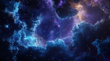 Wall Mural - Cosmic nebula with blue and purple hues, abstract space background