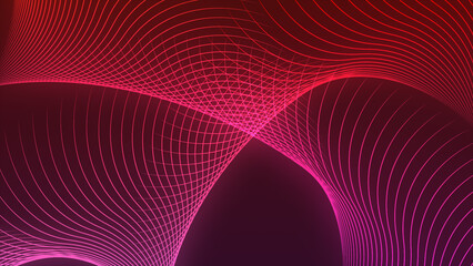 Poster - Tech inspired abstract motion background. Red light lines futuristic grid on red background. 4K Abstract twisted lines background
