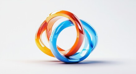 Poster - Abstract interlocking rings in blue and orange create a modern design