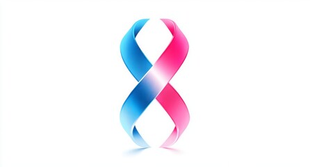 Poster - Infinity loop ribbon design with blue and pink colors on white background
