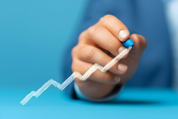 Aufkleber - A hand draws an upward trending line graph, symbolizing growth, progress, or business success.