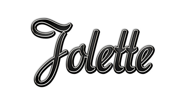 black metal 3d design of name Jolette on white background.
