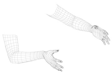 Poster - The image is a black and white drawing of two hands, one of which is extended and the other is folded. The hands are positioned in a way that suggests a gesture of friendship or connection