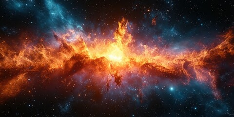 Wall Mural - vibrant orange and blue cosmic explosion in the depths of space during an astronomical event