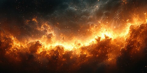 Wall Mural - celestial nebula illuminated by fiery colors in deep space during a cosmic phenomenon