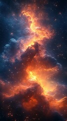 Wall Mural - cosmic clouds illuminated by fiery hues in deep space create a breathtaking celestial vista at night
