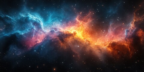 vibrant cosmic nebula filled with colorful gases and stars observed from outer space
