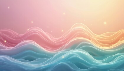 Aufkleber - Illustration features pastel gradient background, soft glowing accents. Calm waves, gentle light, pastel colors, soothing design for wallpapers, modern artistic projects or presentation backgrounds.