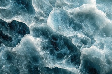 Poster - Abstract image of teal and white ice formations, resembling a frozen ocean or glacier.