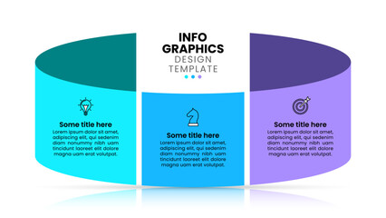Poster - Infographic template. Curved banner with 3 steps