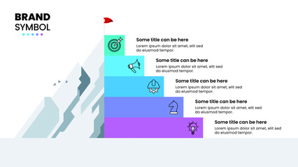 Poster - Infographic template. Mountain with 5 steps and icons