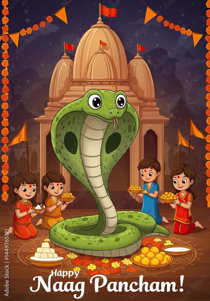 Naag Panchami Illustration: Honoring the Serpent Deities with Devotion ...
