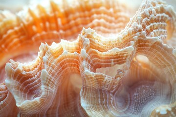 Aufkleber - Close-up of a seashell's intricate, layered texture, showcasing its delicate and complex structure.